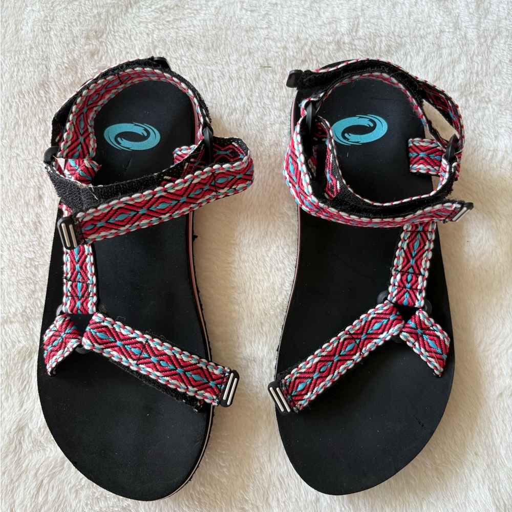 The Academy Brand Black and Red Sporty Sandals